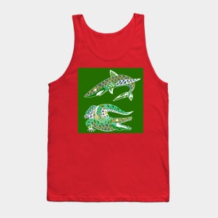 the shark and the alligator in swamp pattern fight Tank Top